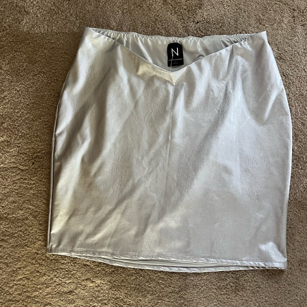 Naked Wardrobe Shimmering White Mini Skirt